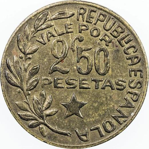 Reverso 2 1/2 pesetas 1937 "Menorca" - valor de la moneda  - España, II República