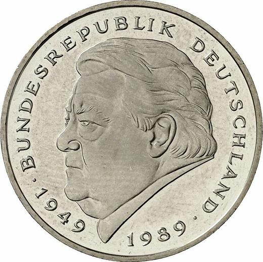 Аверс монеты - 2 марки 1996 года D "Франц Йозеф Штраус" - цена  монеты - Германия, ФРГ