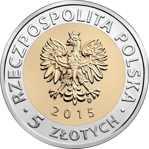 Anverso 5 eslotis 2015 MW "Ayuntamiento de Poznan" - valor de la moneda  - Polonia, República moderna