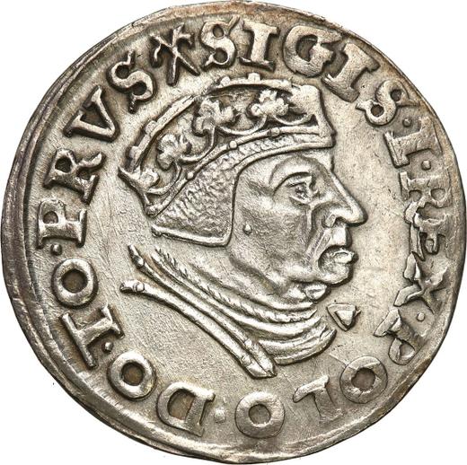 Аверс монеты - Трояк (3 гроша) 1539 года "Гданьск" - цена серебряной монеты - Польша, Сигизмунд I Старый