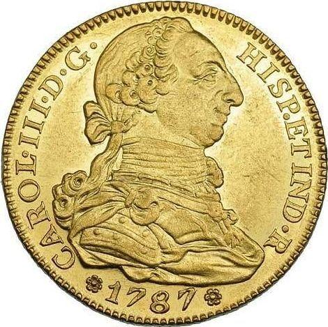 Obverse 4 Escudos 1787 M DV - Spain, Charles III