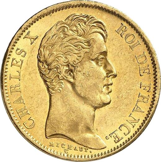 Аверс монеты - 40 франков 1828 года A "Тип 1824-1830" Париж - цена золотой монеты - Франция, Карл X