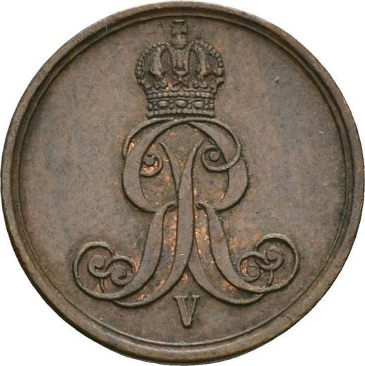 Аверс монеты - 1 пфенниг 1862 года B - цена  монеты - Ганновер, Георг V