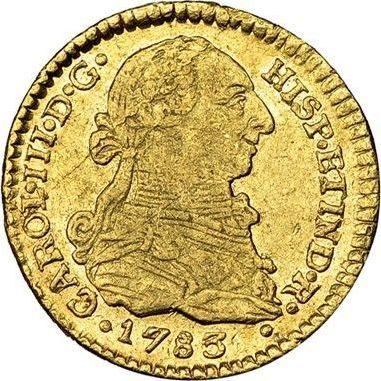 Аверс монеты - 1 эскудо 1783 года P SF - цена золотой монеты - Колумбия, Карл III