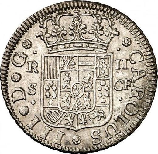 Obverse 2 Reales 1768 S CF - Silver Coin Value - Spain, Charles III