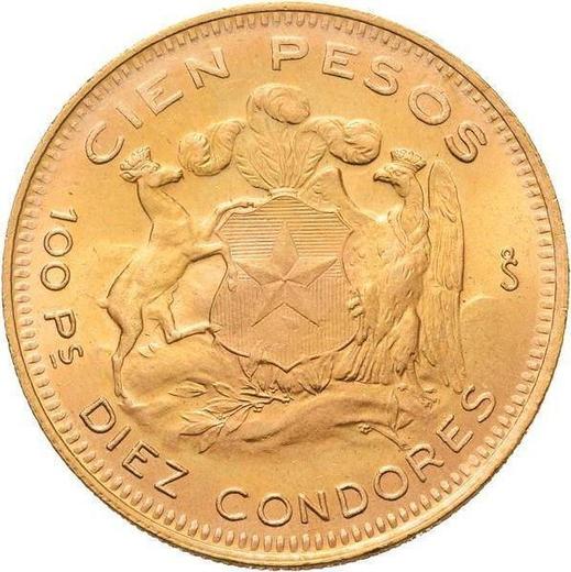 Реверс монеты - 100 песо 1955 года So - цена золотой монеты - Чили, Республика