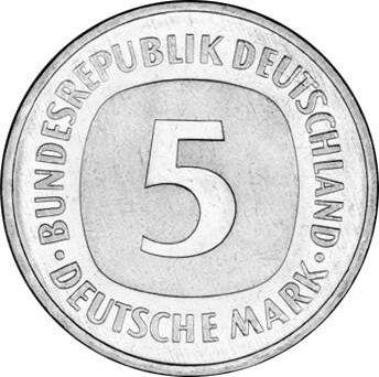 Anverso 5 marcos 1980 G - valor de la moneda  - Alemania, RFA