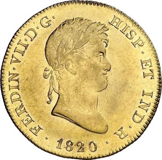 Anverso 8 escudos 1820 M GJ - valor de la moneda de oro - España, Fernando VII