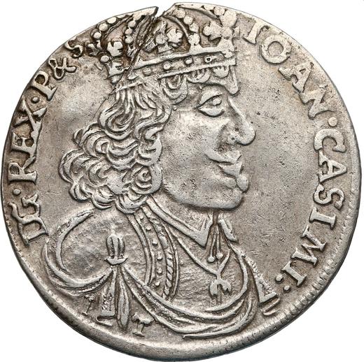 Аверс монеты - Орт (18 грошей) 1655 года IT SCH "Тип 1655-1658" - цена серебряной монеты - Польша, Ян II Казимир