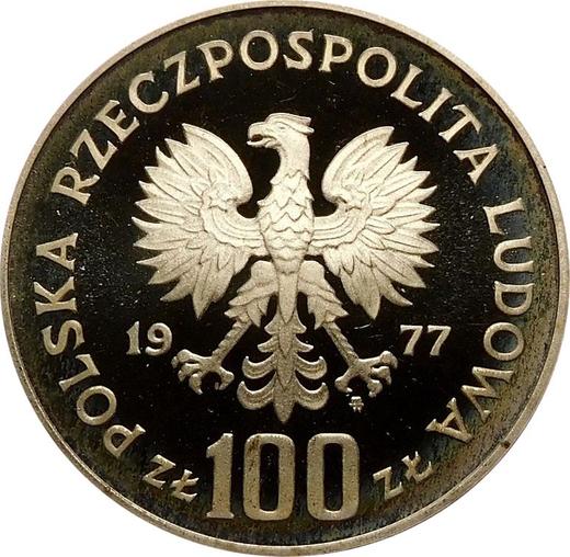 Awers monety - PRÓBA 100 złotych 1977 MW "Władysław Reymont" Srebro - cena srebrnej monety - Polska, PRL