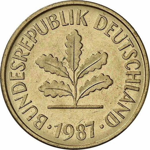 Reverso 5 Pfennige 1987 D - valor de la moneda  - Alemania, RFA