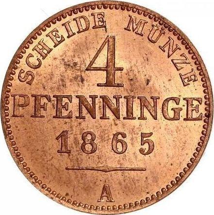Реверс монеты - 4 пфеннига 1865 года A - цена  монеты - Пруссия, Вильгельм I