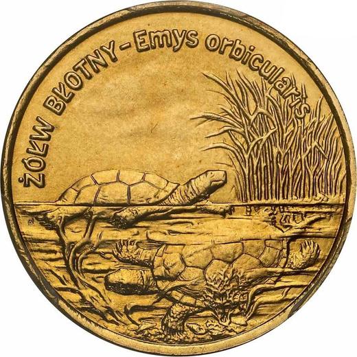 Reverso 2 eslotis 2002 MW AN "Galápago europeo" - valor de la moneda  - Polonia, República moderna