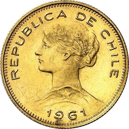 Аверс монеты - 100 песо 1961 года So - цена золотой монеты - Чили, Республика