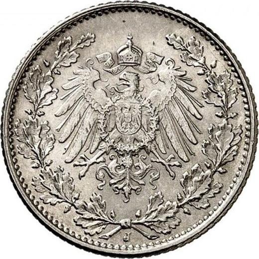 Reverso Medio marco 1906 J "Tipo 1905-1919" - valor de la moneda de plata - Alemania, Imperio alemán