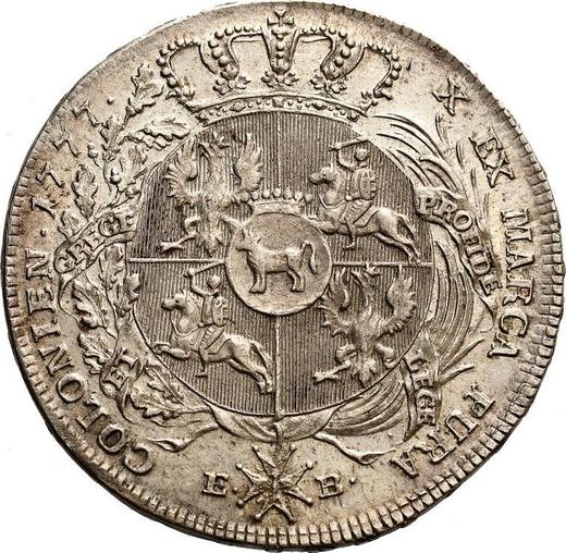 Реверс монеты - Талер 1777 года EB LITU - цена серебряной монеты - Польша, Станислав II Август