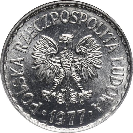 Аверс монеты - 1 злотый 1977 года MW - цена  монеты - Польша, Народная Республика