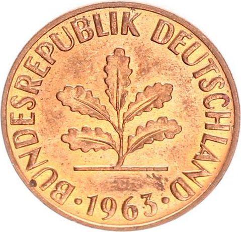 Реверс монеты - 2 пфеннига 1963 года F - цена  монеты - Германия, ФРГ
