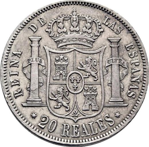 Rewers monety - 20 réales 1858 Sześcioramienne gwiazdy - cena srebrnej monety - Hiszpania, Izabela II