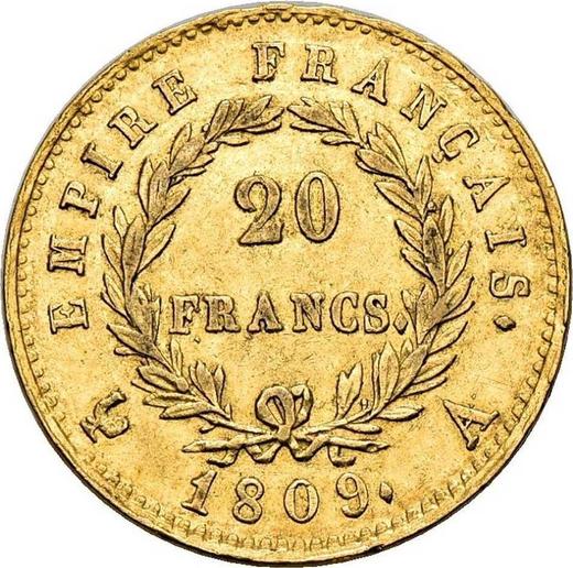 Реверс монеты - 20 франков 1809 года A "Тип 1809-1815" Париж - цена золотой монеты - Франция, Наполеон I