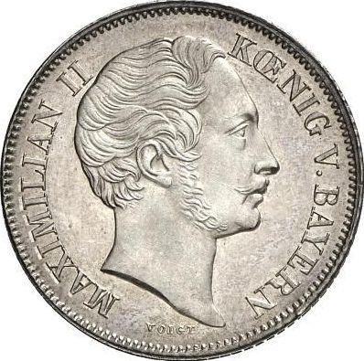 Аверс монеты - 1/2 гульдена 1850 года - цена серебряной монеты - Бавария, Максимилиан II