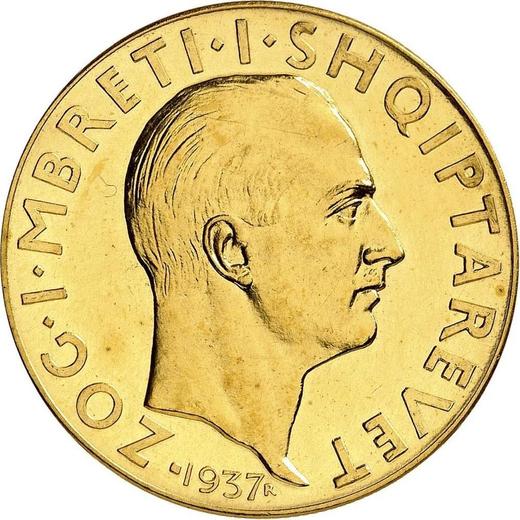 Аверс монеты - Пробные 100 франга ари 1937 года R "Независимость" PROVA - цена золотой монеты - Албания, Ахмет Зогу