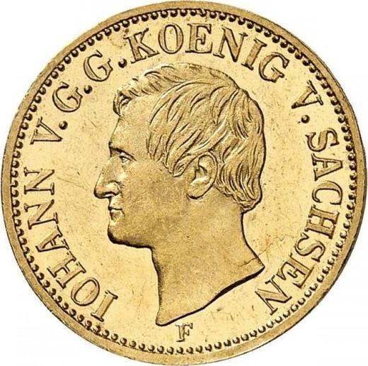 Аверс монеты - 1/2 кроны 1858 года F - цена золотой монеты - Саксония-Альбертина, Иоганн