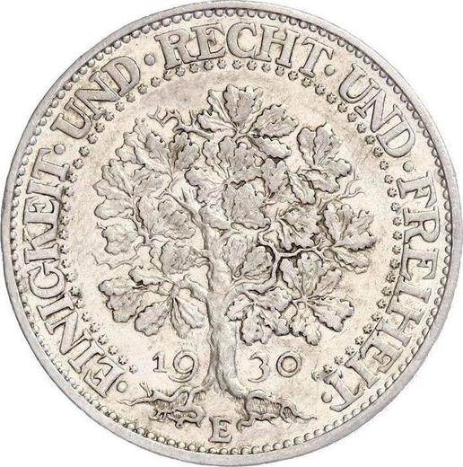 Реверс монеты - 5 рейхсмарок 1930 года E "Дуб" - цена серебряной монеты - Германия, Bеймарская республика