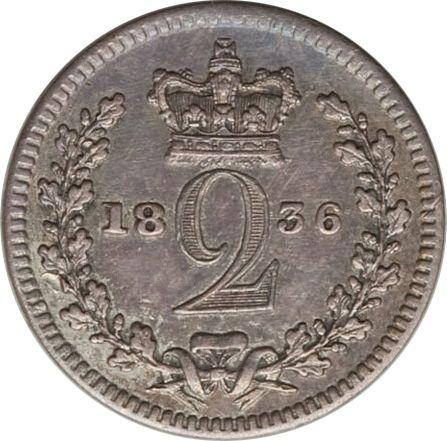 Реверс монеты - 2 пенса 1836 года "Монди" - цена серебряной монеты - Великобритания, Вильгельм IV