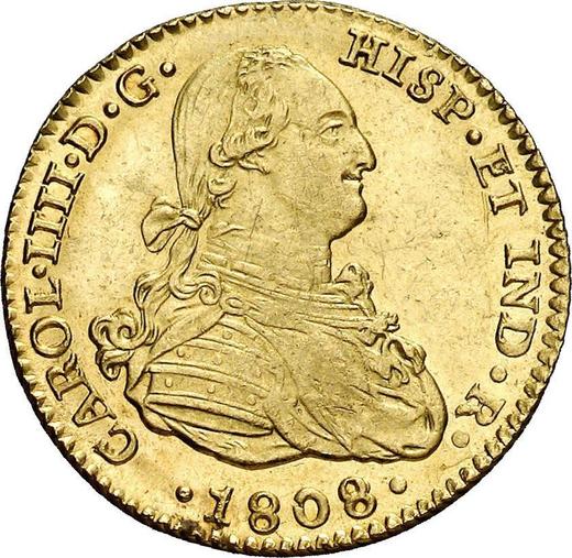 Аверс монеты - 2 эскудо 1808 года S CN - цена золотой монеты - Испания, Карл IV