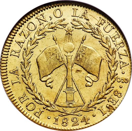 Reverso 8 escudos 1824 So I - valor de la moneda de oro - Chile, República