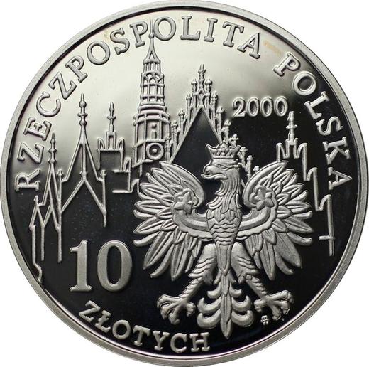 Anverso 10 eslotis 2000 MW NR "1000 aniversario de Wroclaw" - valor de la moneda de plata - Polonia, República moderna