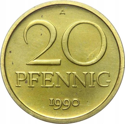 Anverso 20 Pfennige 1990 A - valor de la moneda  - Alemania, República Democrática Alemana (RDA)