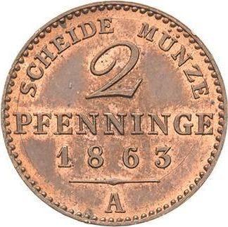 Реверс монеты - 2 пфеннига 1863 года A - цена  монеты - Пруссия, Вильгельм I