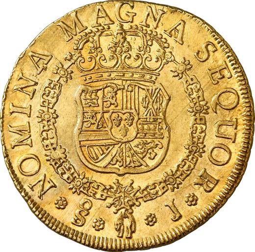 Reverso 8 escudos 1759 So J "Tipo 1758-1759" - valor de la moneda de oro - Chile, Fernando VI