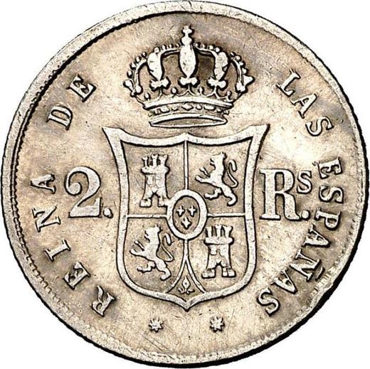 Reverso 2 reales 1861 Estrellas de siete puntas - valor de la moneda de plata - España, Isabel II