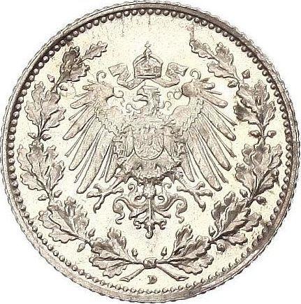 Rewers monety - 1/2 marki 1907 D "Typ 1905-1919" - cena srebrnej monety - Niemcy, Cesarstwo Niemieckie