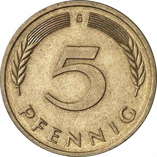 Anverso 5 Pfennige 1977 G - valor de la moneda  - Alemania, RFA