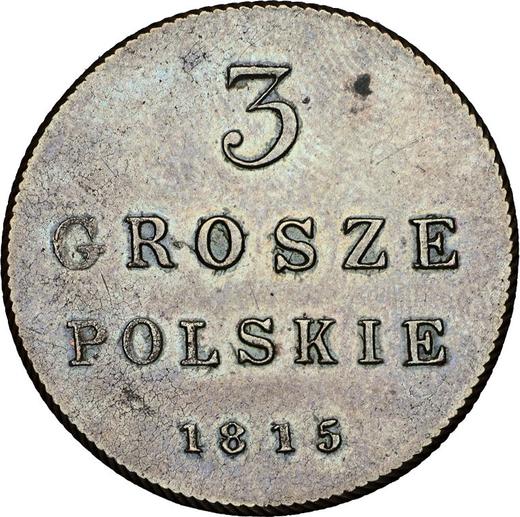 Rewers monety - 3 grosze 1815 IB "Krótki ogon" Nowe bicie - cena  monety - Polska, Królestwo Kongresowe