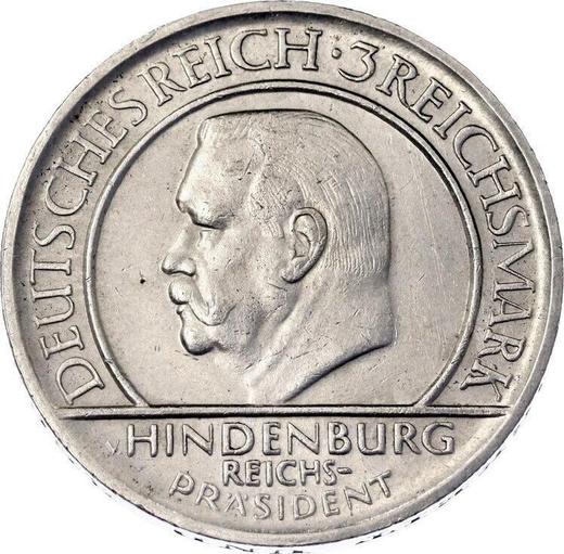 Аверс монеты - 3 рейхсмарки 1929 года D "Конституция" - цена серебряной монеты - Германия, Bеймарская республика