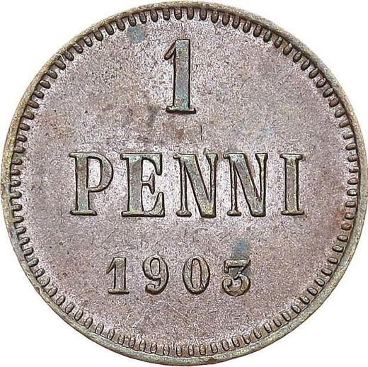 Реверс монеты - 1 пенни 1903 года - цена  монеты - Финляндия, Великое княжество
