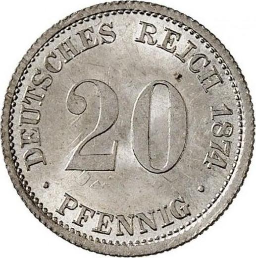 Аверс монеты - 20 пфеннигов 1874 года D "Тип 1873-1877" - цена серебряной монеты - Германия, Германская Империя