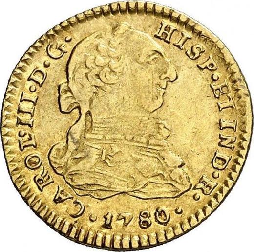 Anverso 1 escudo 1780 MI - valor de la moneda de oro - Perú, Carlos III