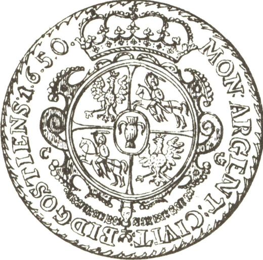 Реверс монеты - Талер 1650 года CG - цена серебряной монеты - Польша, Ян II Казимир