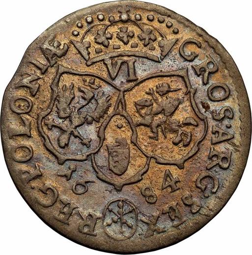 Реверс монеты - Шестак (6 грошей) 1684 года SP "Тип 1677-1687" Щиты вогнутые - цена серебряной монеты - Польша, Ян III Собеский