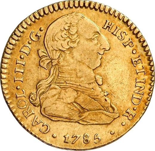 Awers monety - 2 escudo 1785 NG M - cena złotej monety - Gwatemala, Karol III