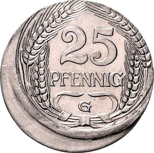 Anverso 25 Pfennige 1909-1912 J "Tipo 1909-1912" Desplazamiento del sello - valor de la moneda  - Alemania, Imperio alemán