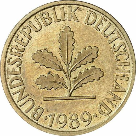 Реверс монеты - 10 пфеннигов 1989 года G - цена  монеты - Германия, ФРГ