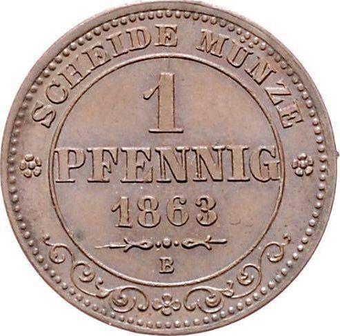 Реверс монеты - 1 пфенниг 1863 года B - цена  монеты - Саксония-Альбертина, Иоганн