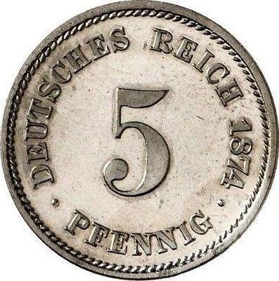 Anverso 5 Pfennige 1874 C "Tipo 1874-1889" - valor de la moneda  - Alemania, Imperio alemán